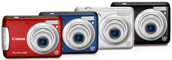 Фотоаппарат Canon Powershot A480 продается в четырех цветовых вариантах