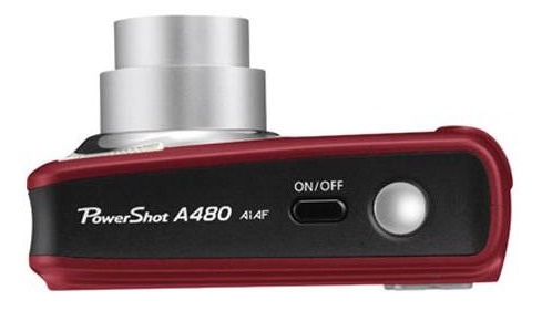 Canon Powershot A480: вид сверху. Видно кнопку On/Off и кнопку спуска затвора